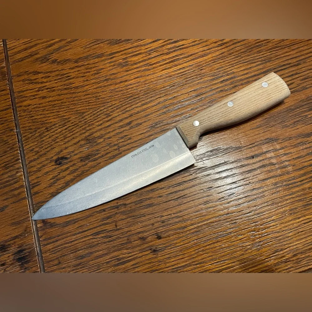 Classic Wood Handle Chef Knife - Natural Wood Finish